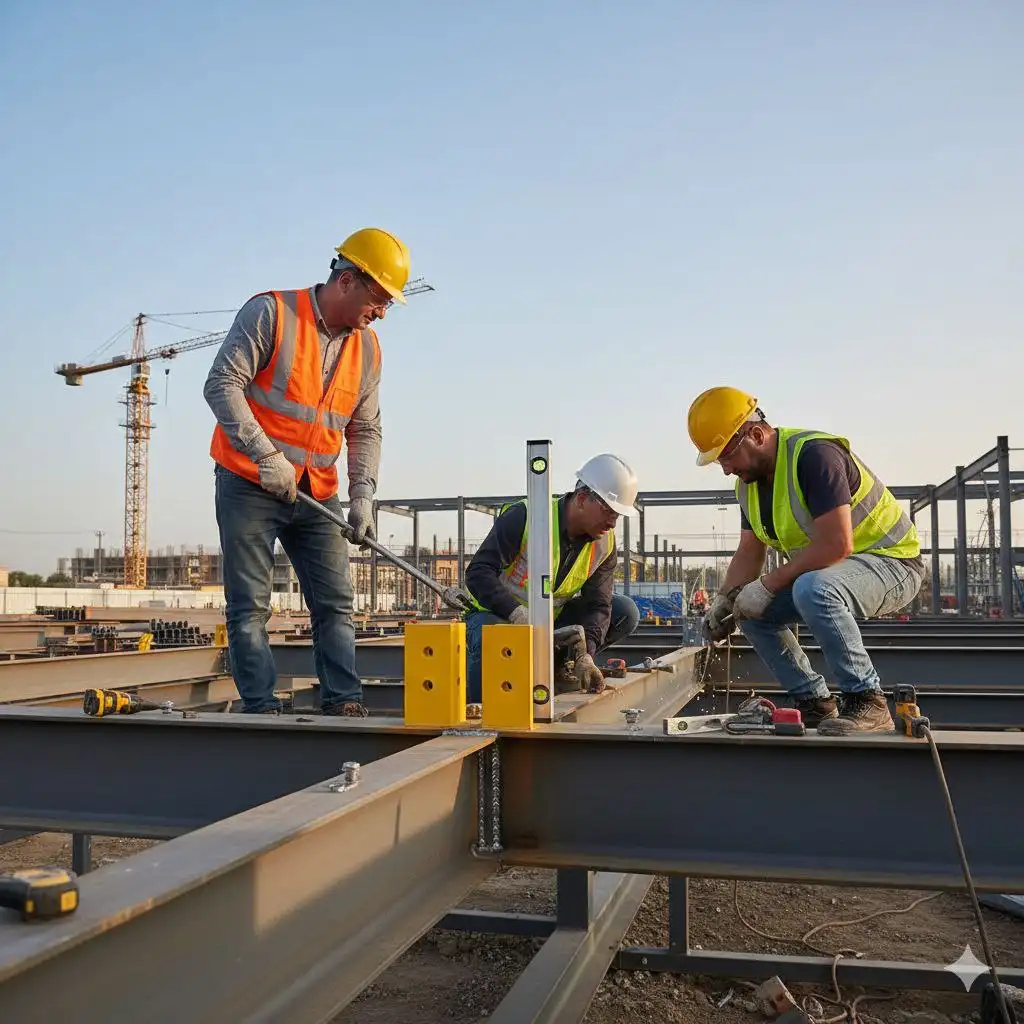 استفاده از نبشی‌ها برای افزایش استحکام سازه‌های فلزی.